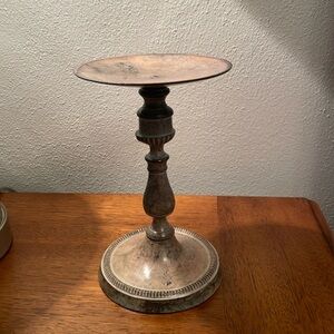 Vintage Heavy Metal Pillar Candle Holder Made in India 7” Height